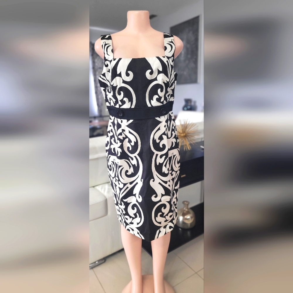 Elegant B&W London Times Dress. Sz 14